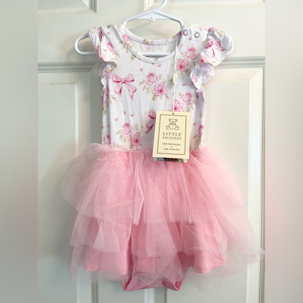 Little Snuggles Pink Floral and Bows Onesie